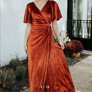 Baltic Born Megan Velvet Wrap Dress in Rust